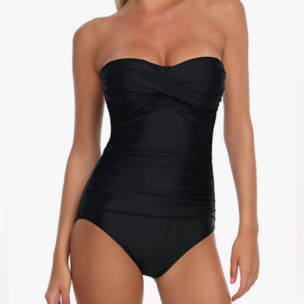 NEW Relleciga Black Strapless Swimsuit Womens Size M